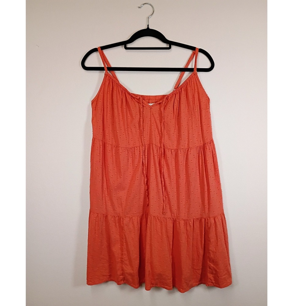 Boho Summer Old Navy Women S Petite Coral Orange Clip Dot Tiered Cami Mini Dress